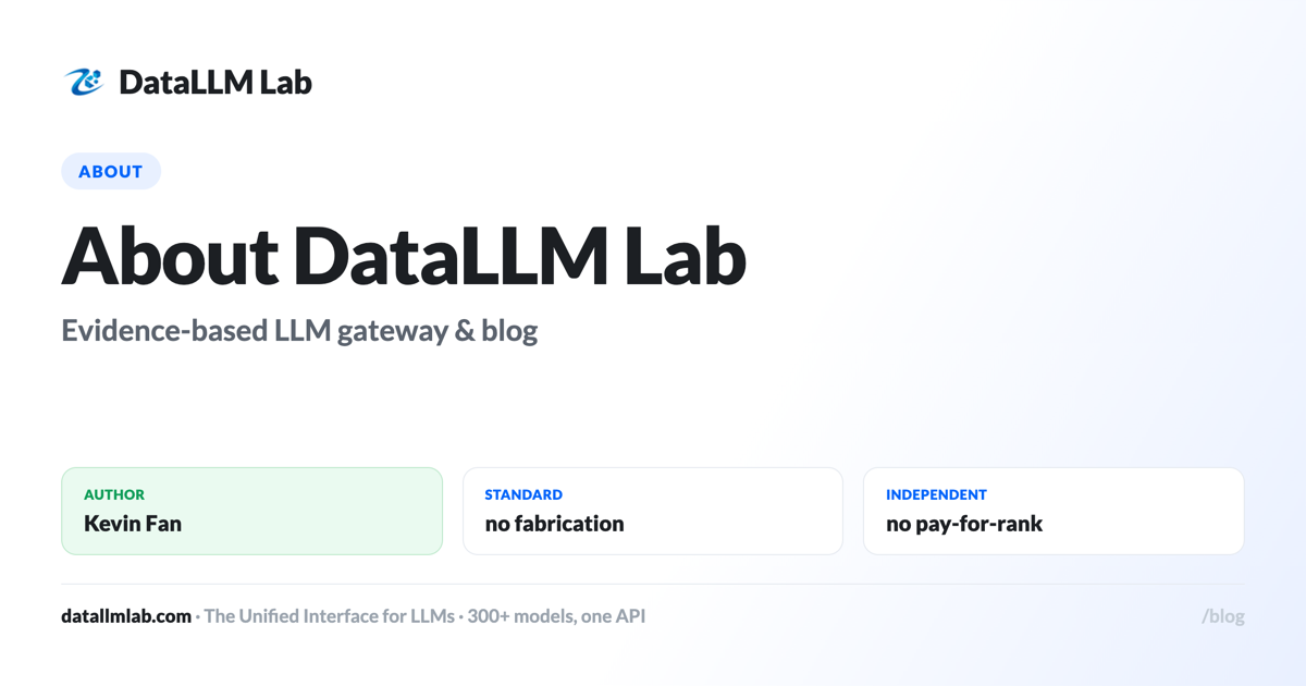 About DataLLM Lab and Kevin Fan - editorial standards and who we are