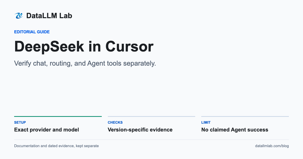 DeepSeek in Cursor: Verify chat, routing, and Agent tools separately.
