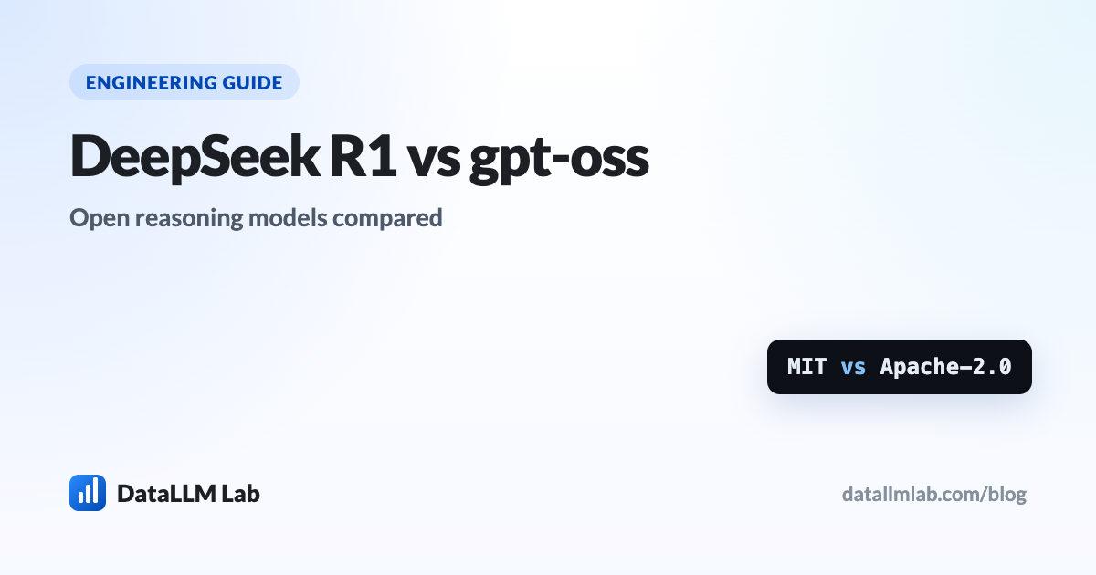 DeepSeek R1 vs gpt-oss compared on license, parameter size, self-host footprint, and reasoning approach