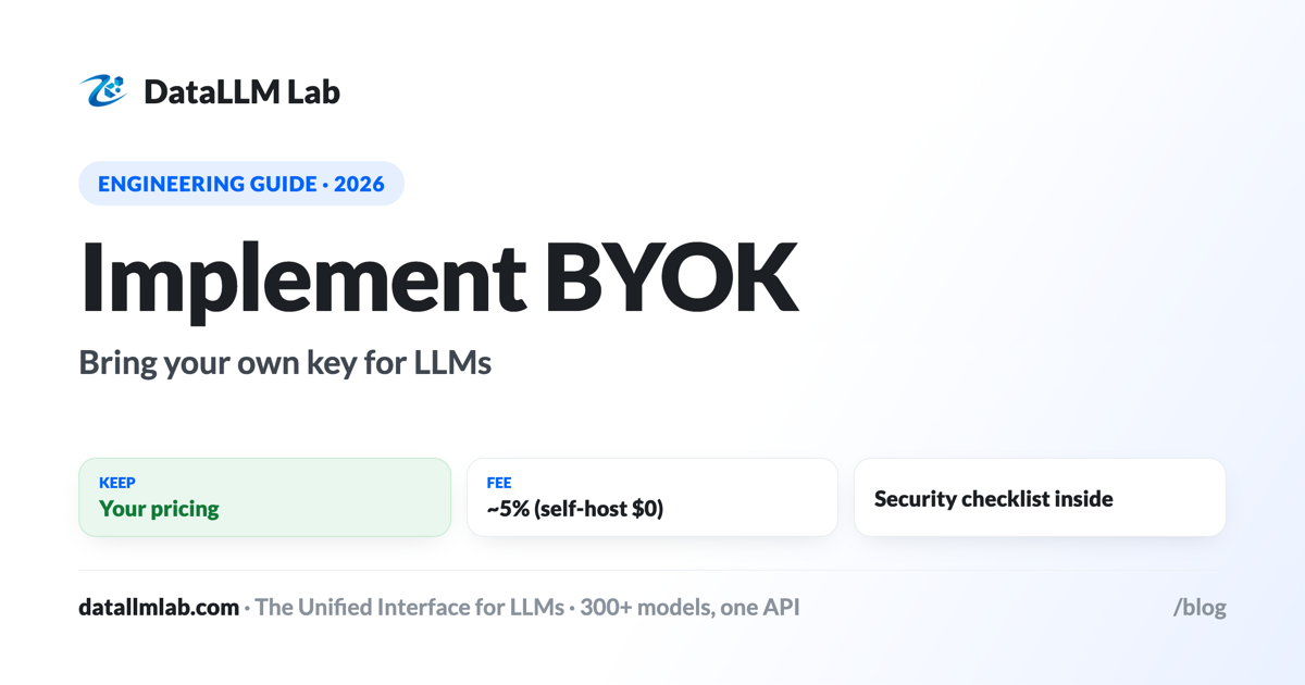 How to implement BYOK for LLMs — bring your own provider keys through a gateway, with costs and security