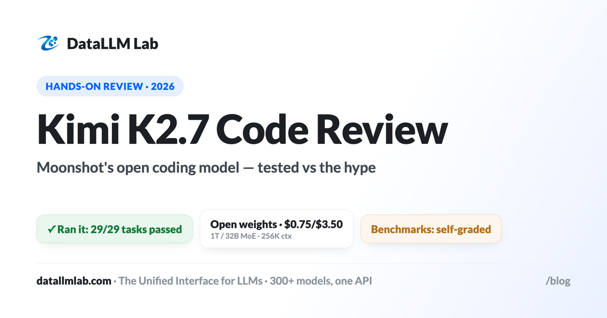 Kimi K2.7 Code review — open-weights coding model tested vs Qwen3 Coder, with benchmark fine print