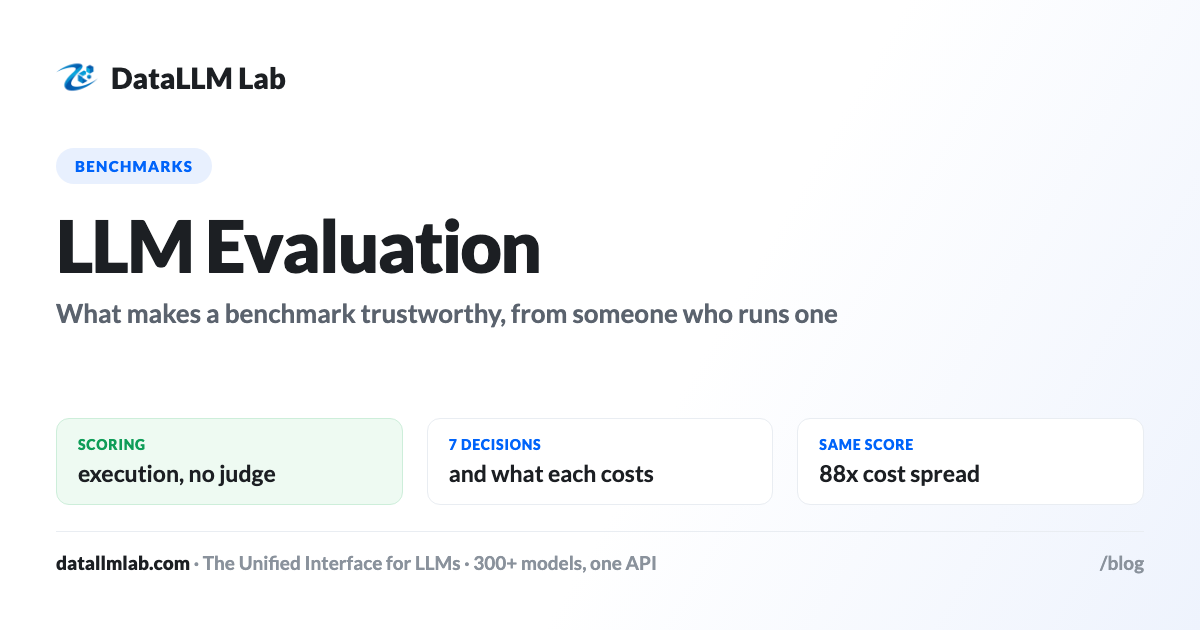 Measured cost per 1,000 tasks for ten models that all scored 9 of 9 on the same executed benchmark