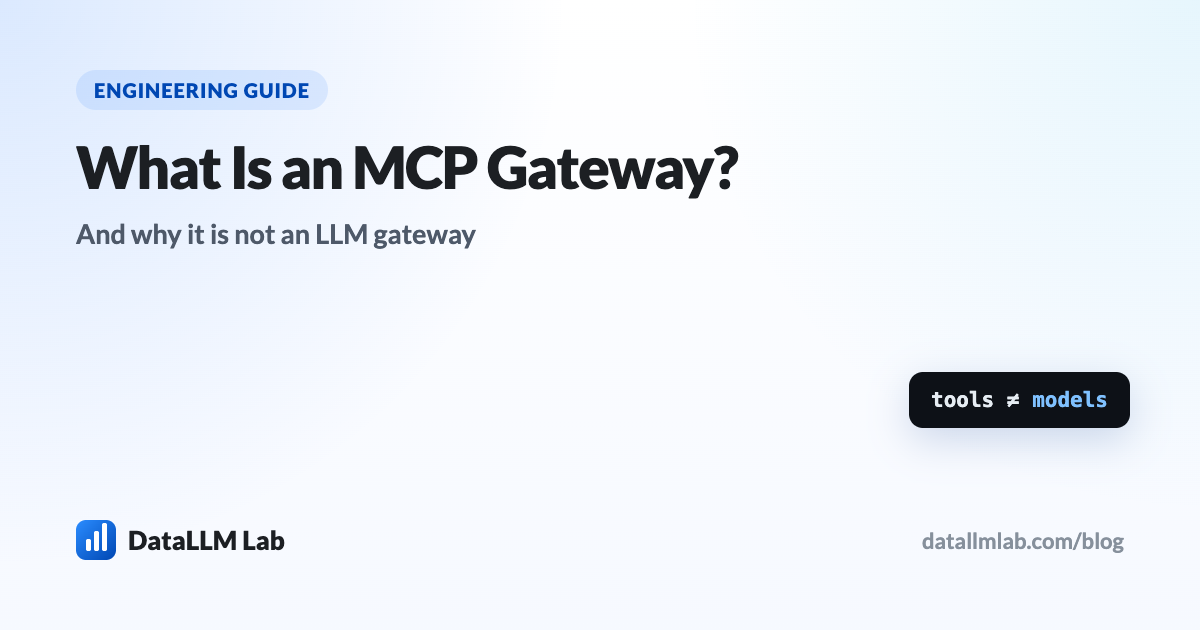 Diagram of an agent stack with an LLM gateway routing to models and an MCP gateway routing to MCP servers