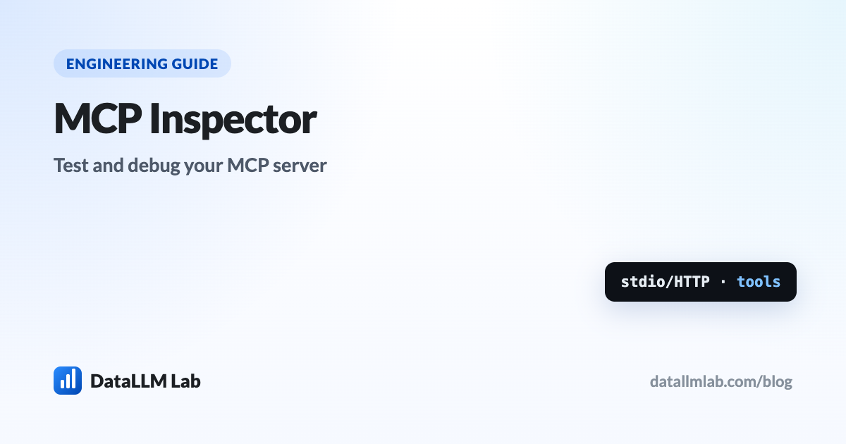 Flow diagram of an MCP Inspector debug session from npx to proxy to UI to transport to JSON-RPC