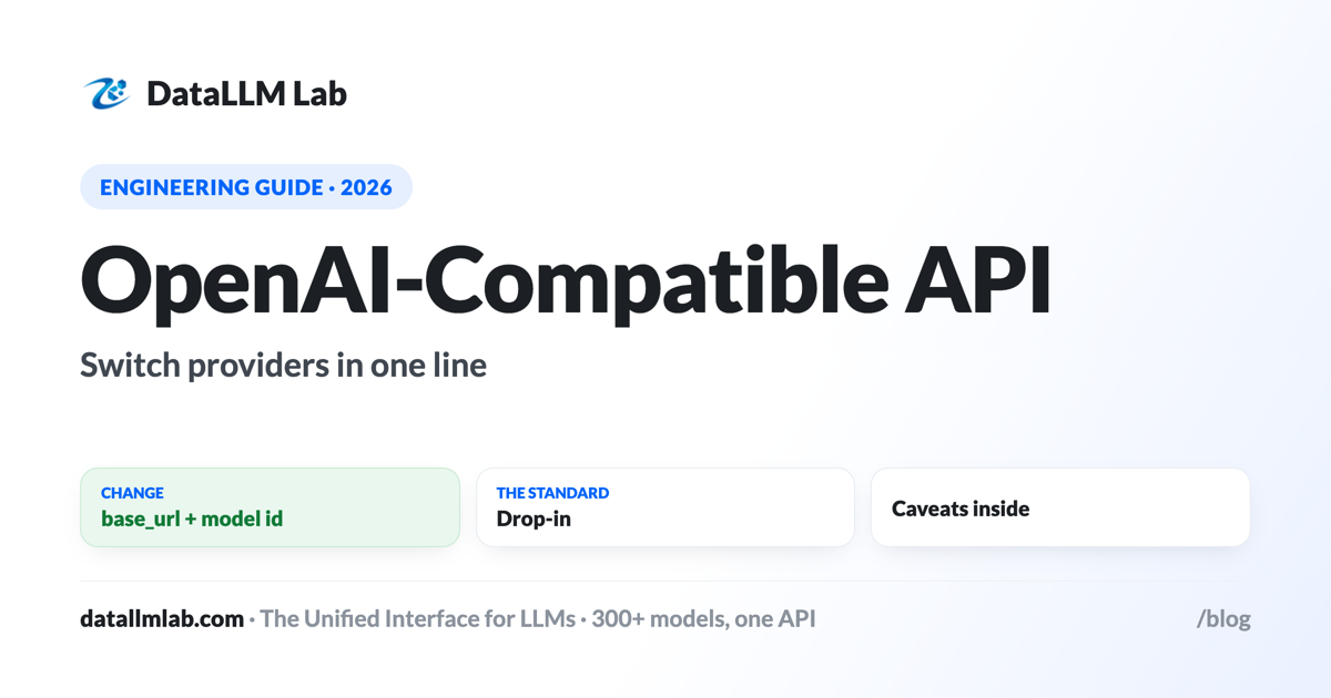 The OpenAI-compatible API — switch providers by changing the base URL and model id